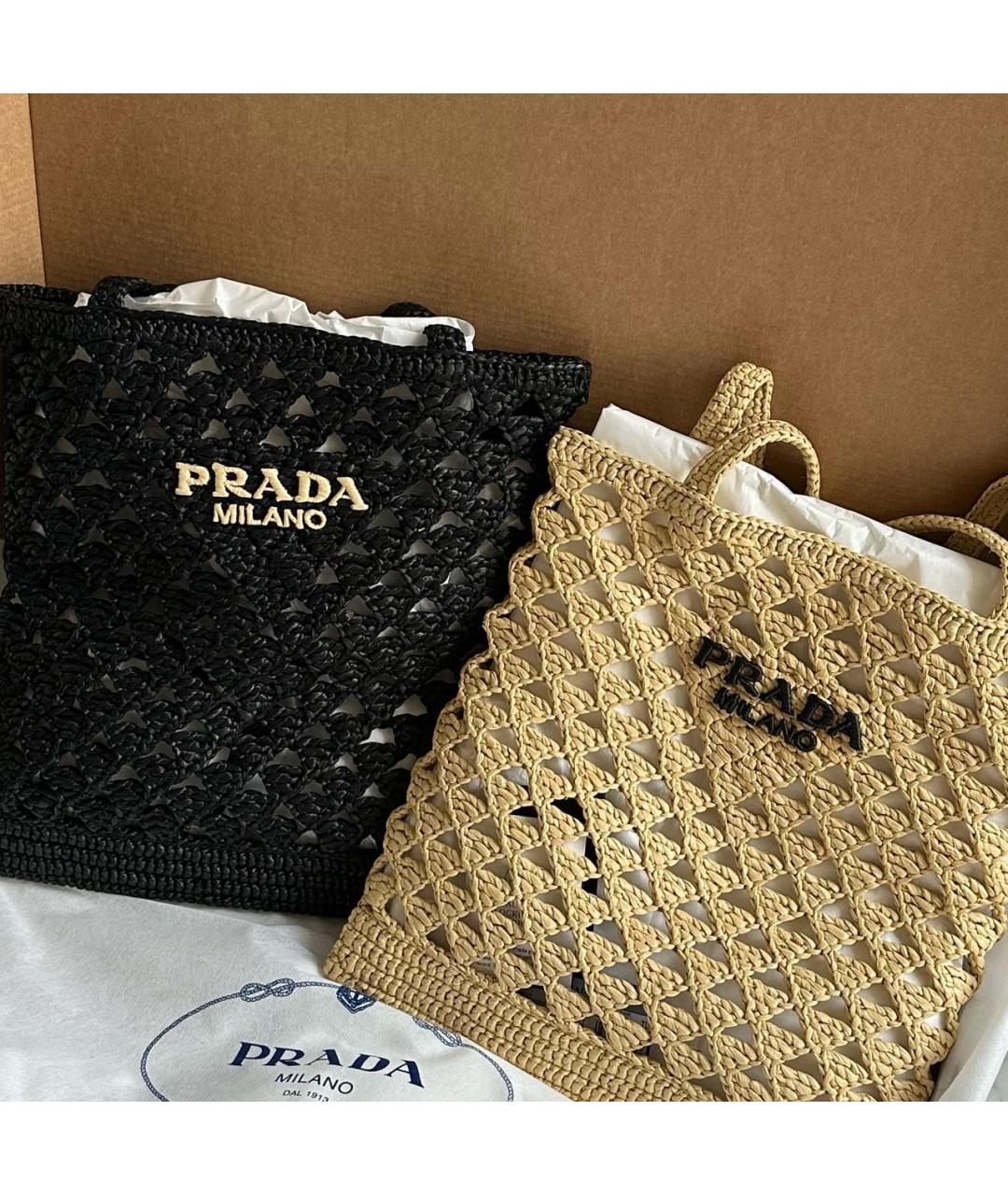 PRADA Черная пелетеная сумка тоут, фото 3