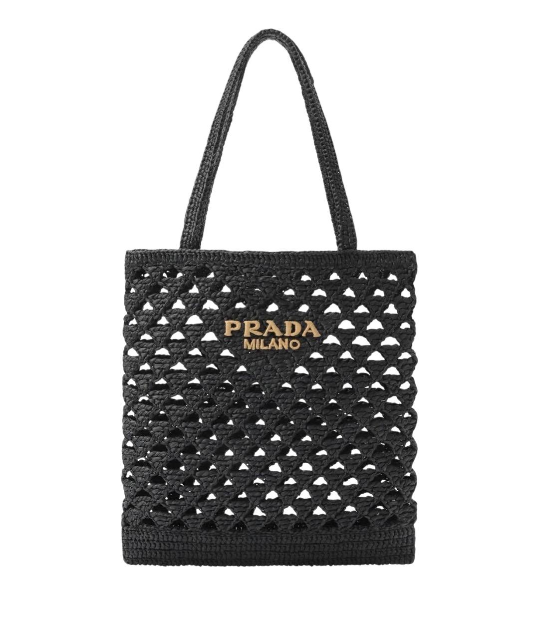PRADA Черная пелетеная сумка тоут, фото 1
