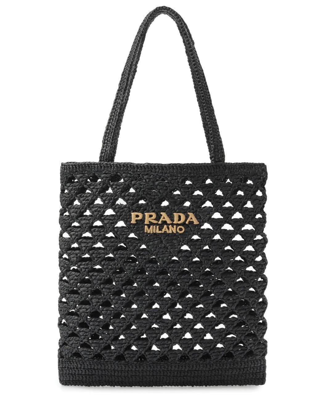 PRADA Черная пелетеная сумка тоут, фото 5