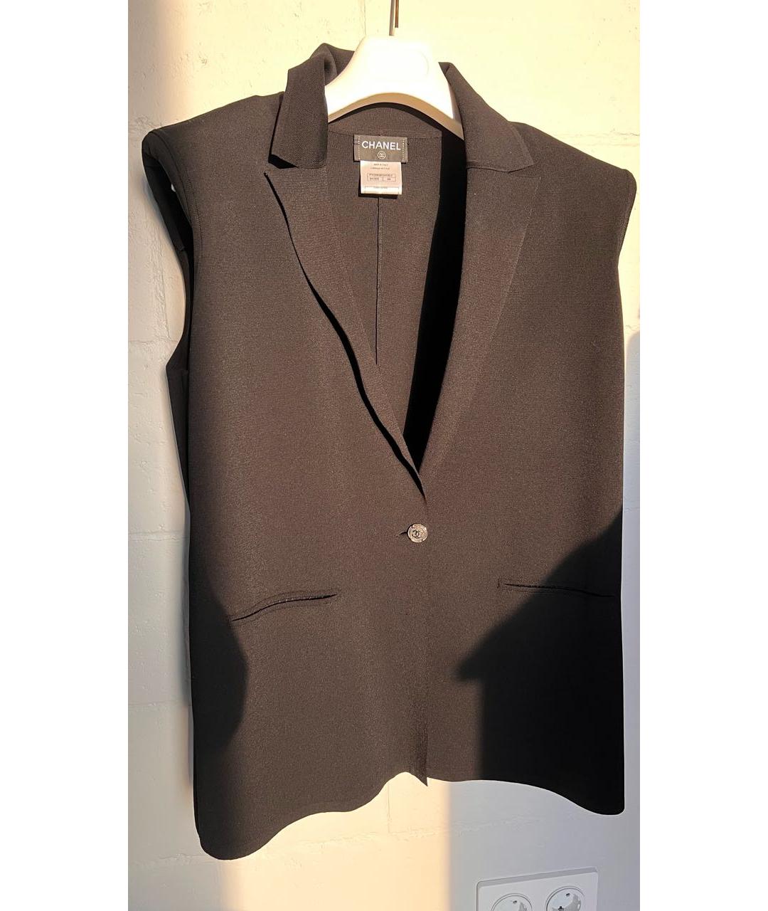CHANEL Черная вискозная жилетка, фото 8