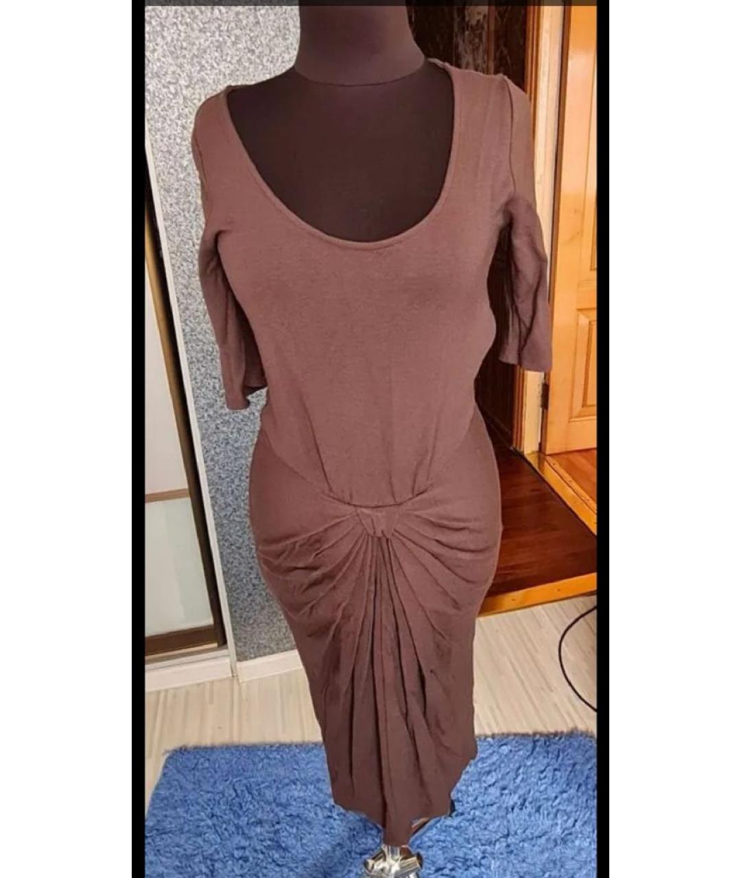 EMPORIO ARMANI Коричневое хлопко-эластановое коктейльное платье, фото 5