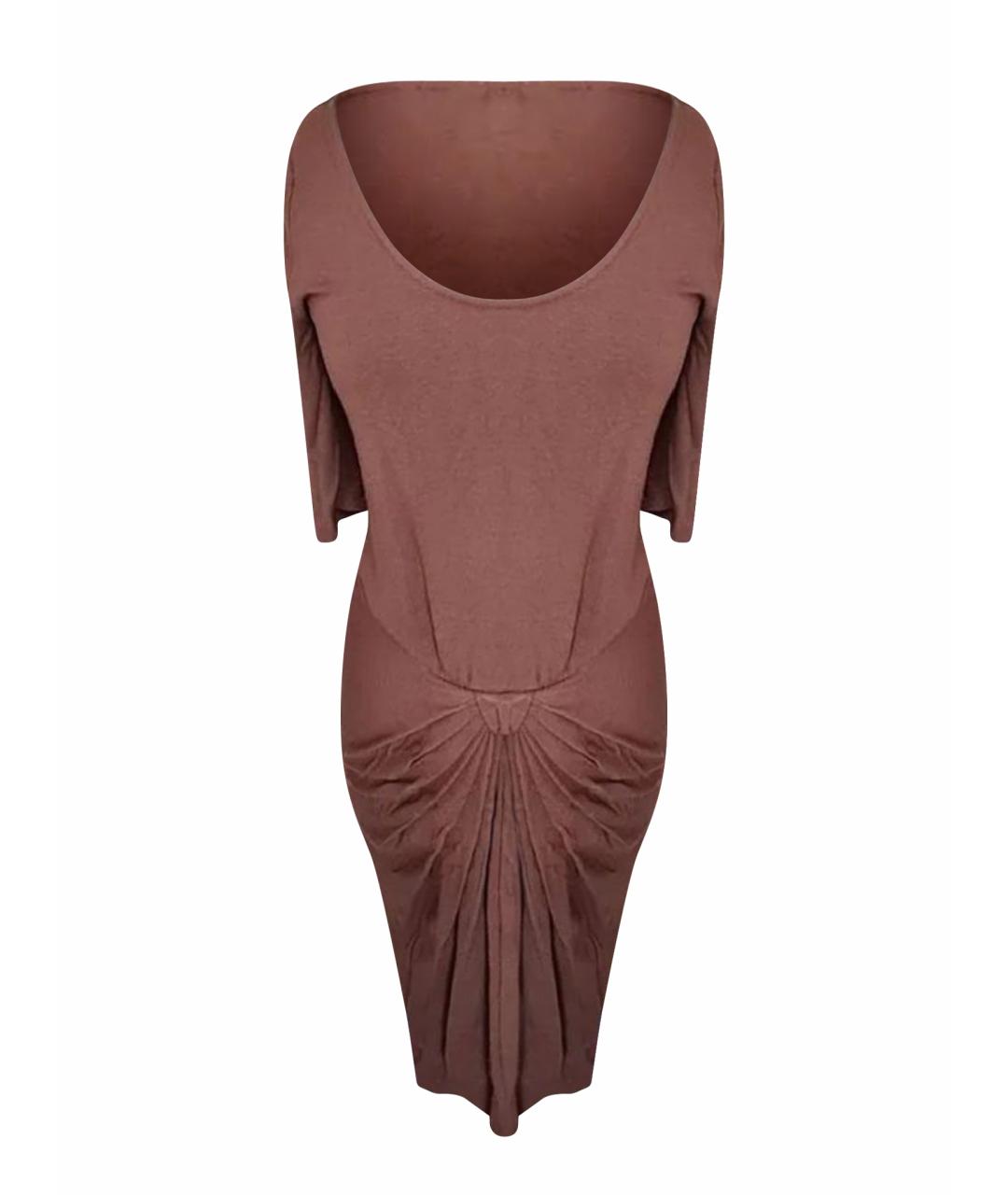 EMPORIO ARMANI Коричневое хлопко-эластановое коктейльное платье, фото 1