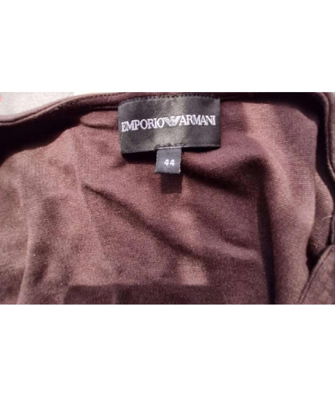 EMPORIO ARMANI Коричневое хлопко-эластановое коктейльное платье, фото 3