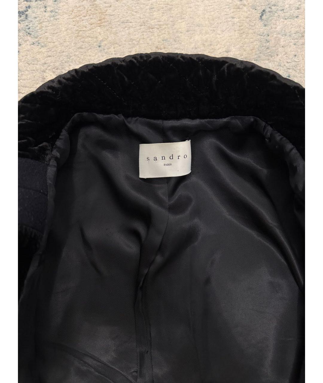 SANDRO Темно-синее шерстяное пальто, фото 3