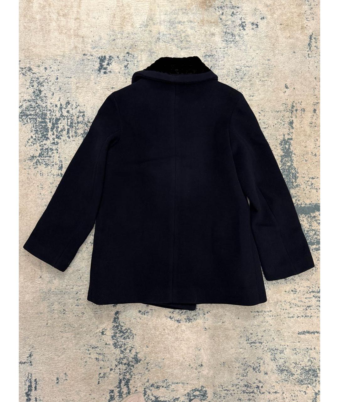 SANDRO Темно-синее шерстяное пальто, фото 2