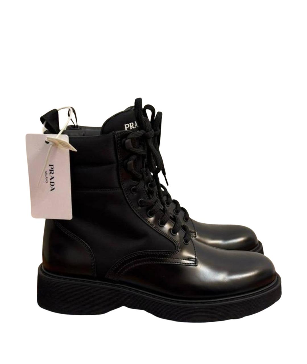 PRADA Черные кожаные ботинки, фото 1