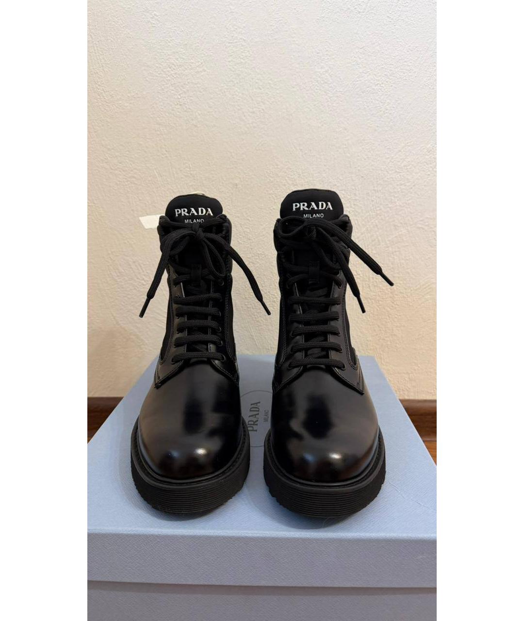 PRADA Черные кожаные ботинки, фото 2