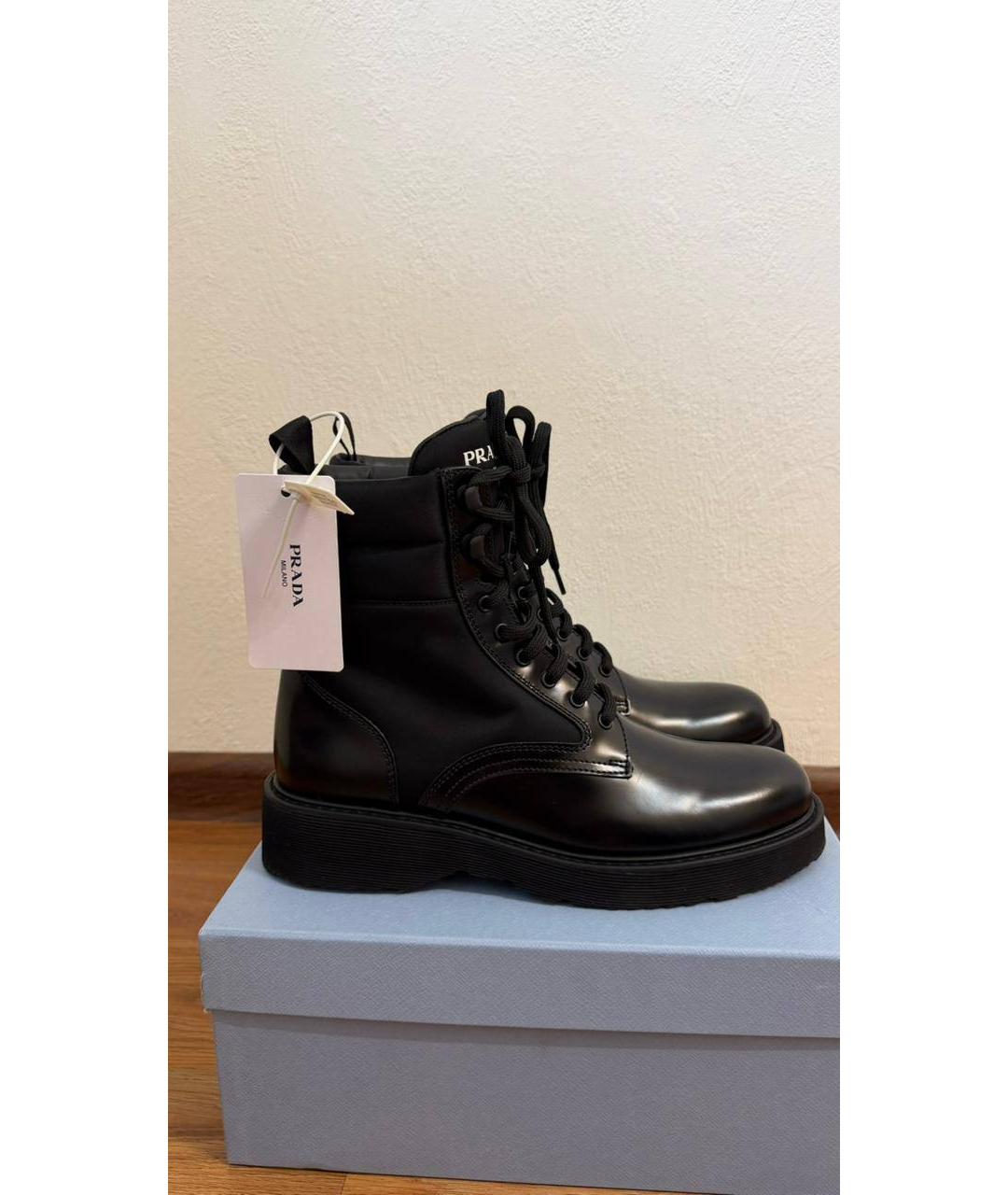 PRADA Черные кожаные ботинки, фото 5