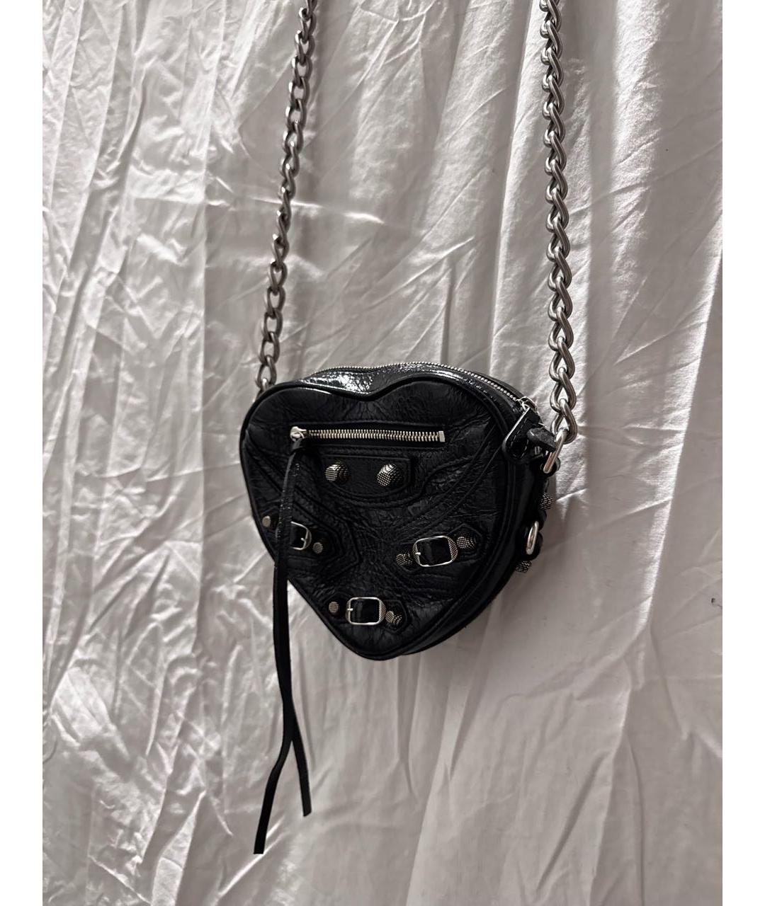 BALENCIAGA Черная кожаная сумка через плечо, фото 2