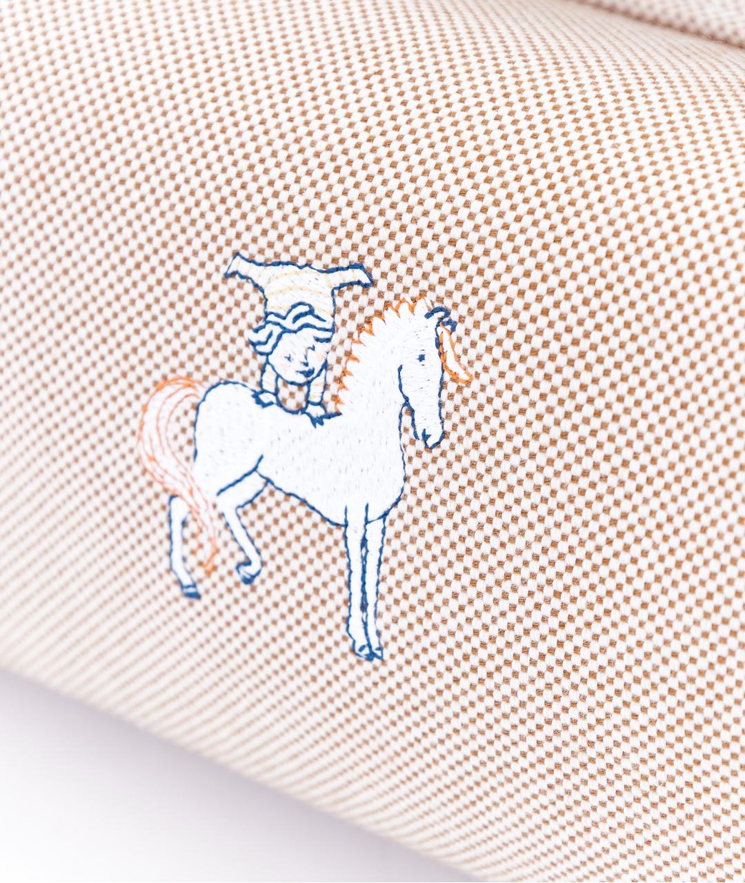 HERMES Бежевая хлопковая косметичка, фото 5