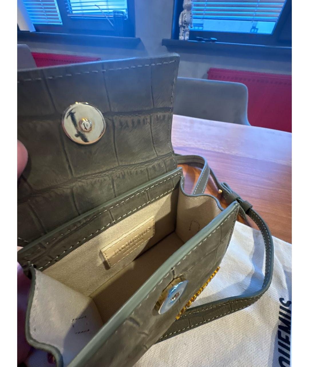 JACQUEMUS Хаки кожаная сумка через плечо, фото 4