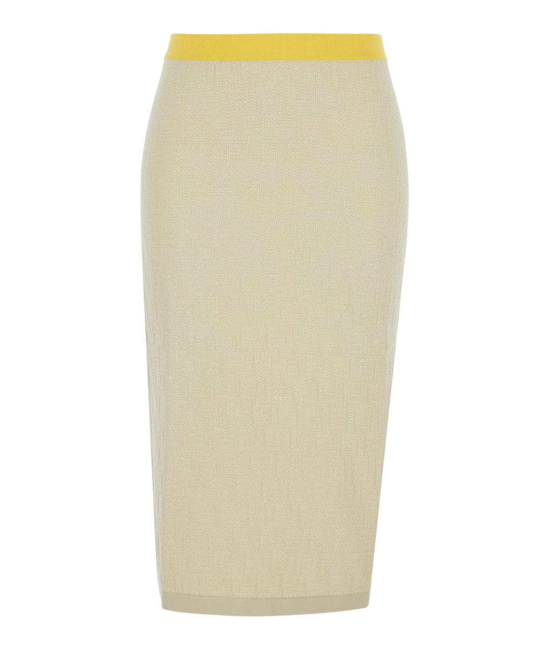 FENDI Бежевая хлопковая юбка миди, фото 1