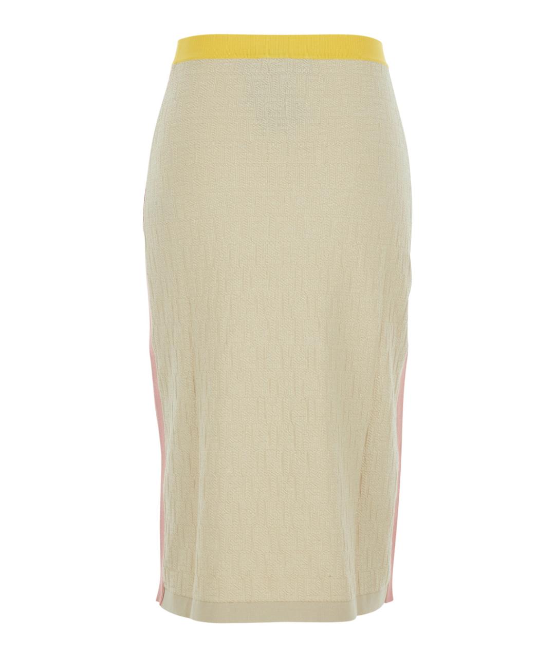 FENDI Бежевая хлопковая юбка миди, фото 2