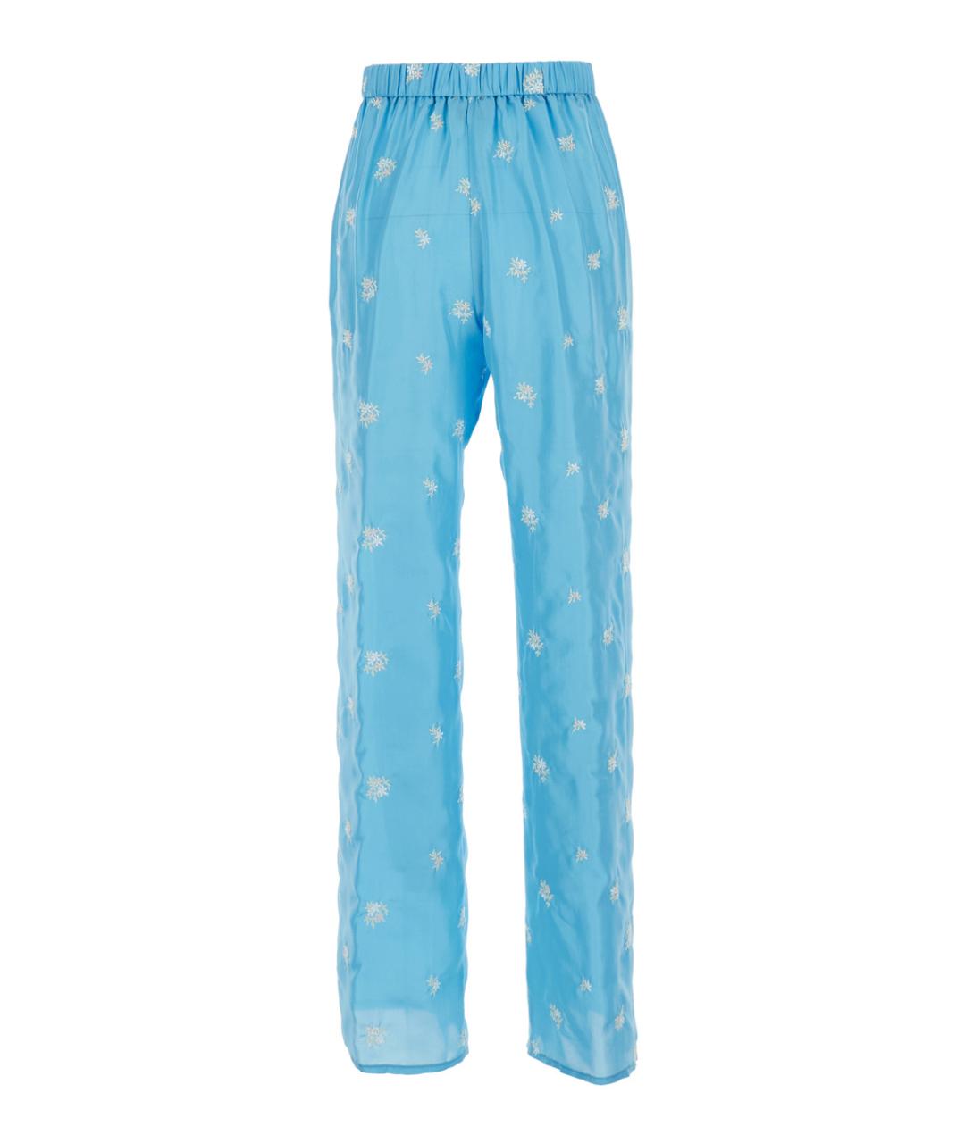 FORTE FORTE Голубые шелковые прямые брюки, фото 2