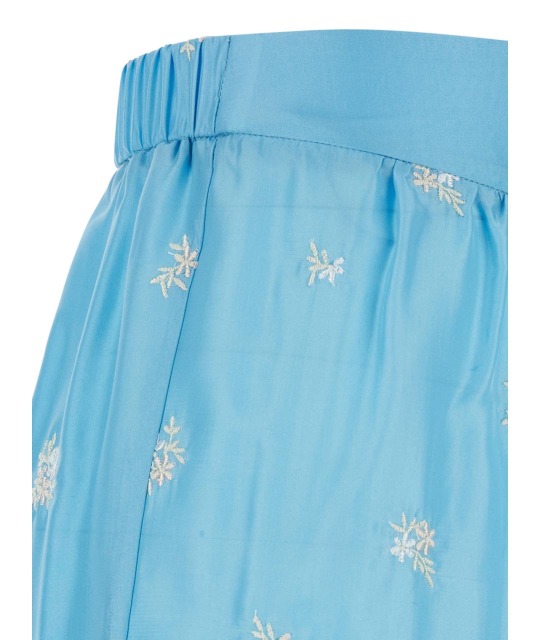 FORTE FORTE Голубые шелковые прямые брюки, фото 3