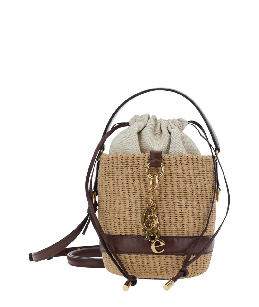 CHLOE Бежевая пелетеная сумка тоут, фото 1