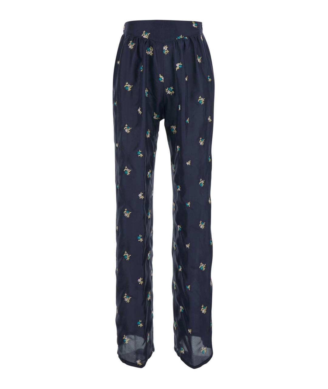 FORTE FORTE Синие шелковые прямые брюки, фото 1