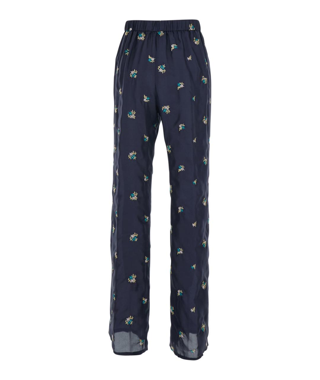 FORTE FORTE Синие шелковые прямые брюки, фото 2