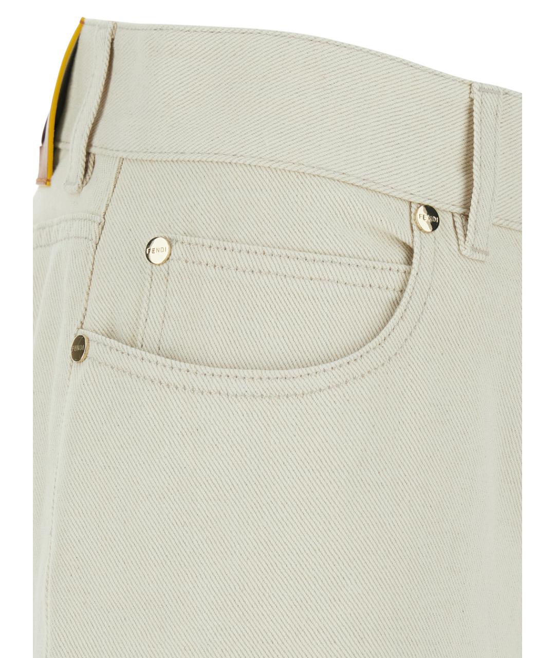 FENDI Белые хлопковые прямые джинсы, фото 3