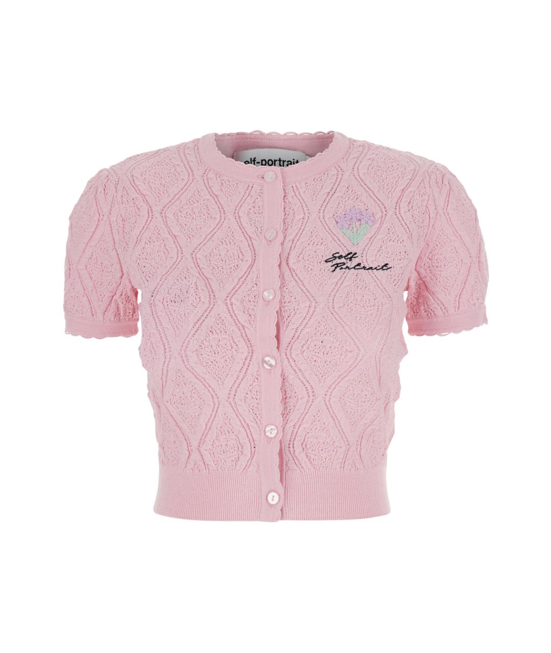 SELF-PORTRAIT Розовый хлопковый кардиган, фото 1