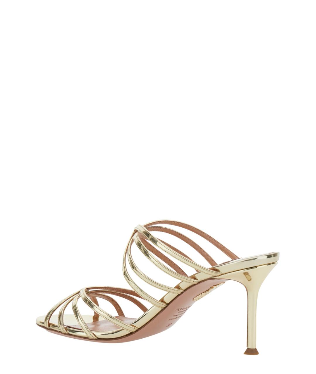 AQUAZZURA Золотые кожаные мюли, фото 3