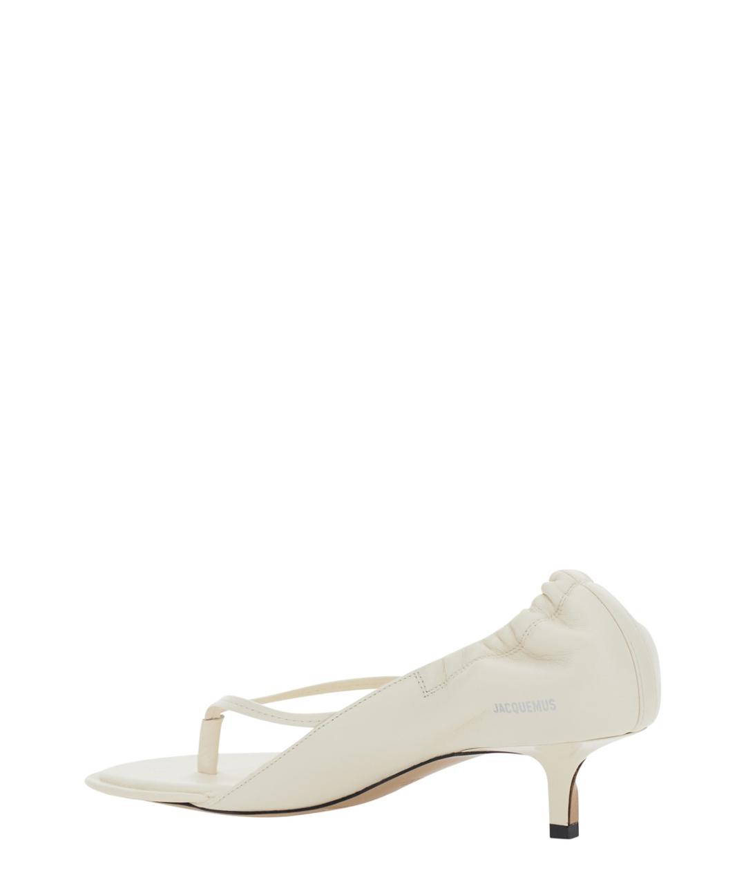 JACQUEMUS Белые кожаные босоножки, фото 3