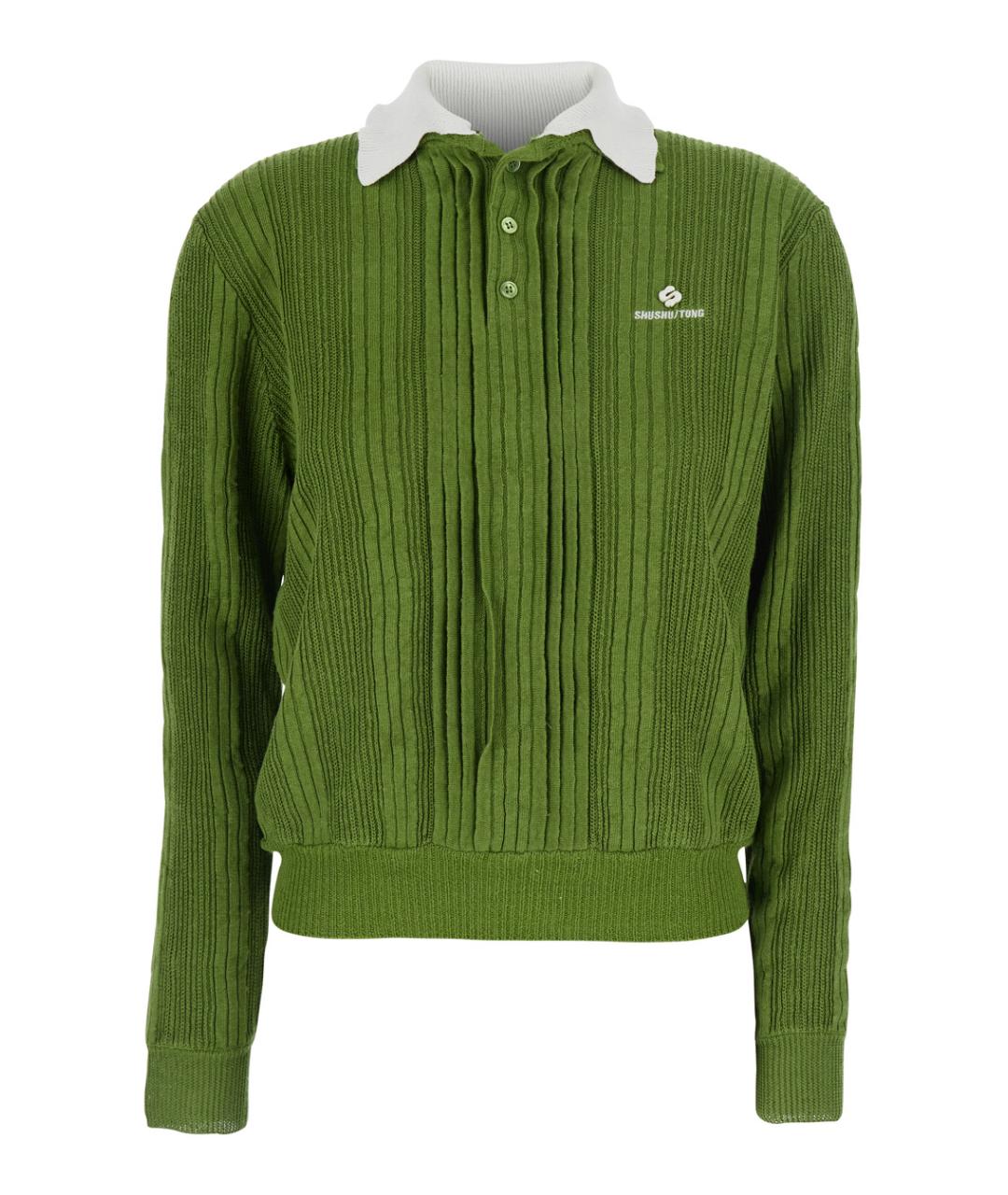 SHUSHU/TONG Зеленый льняной джемпер / свитер, фото 1