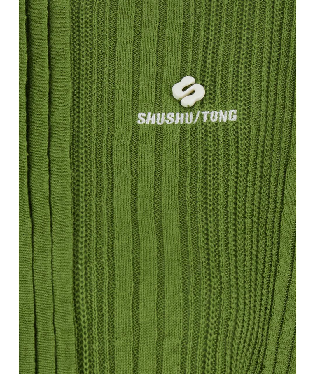 SHUSHU/TONG Зеленый льняной джемпер / свитер, фото 3