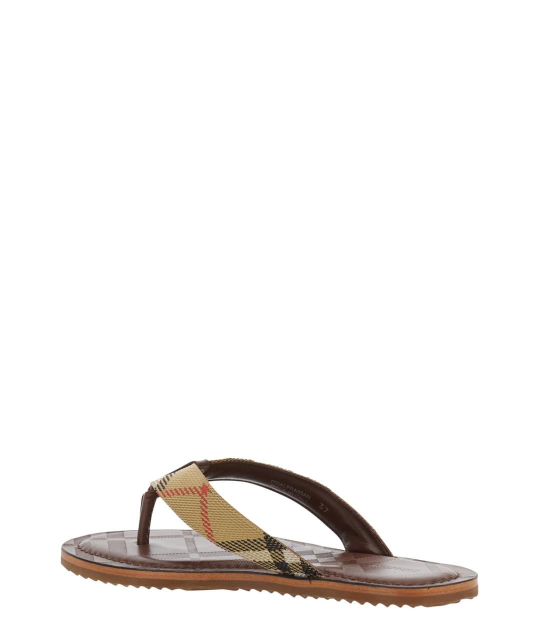 BURBERRY Бежевые синтетические шлепанцы, фото 3