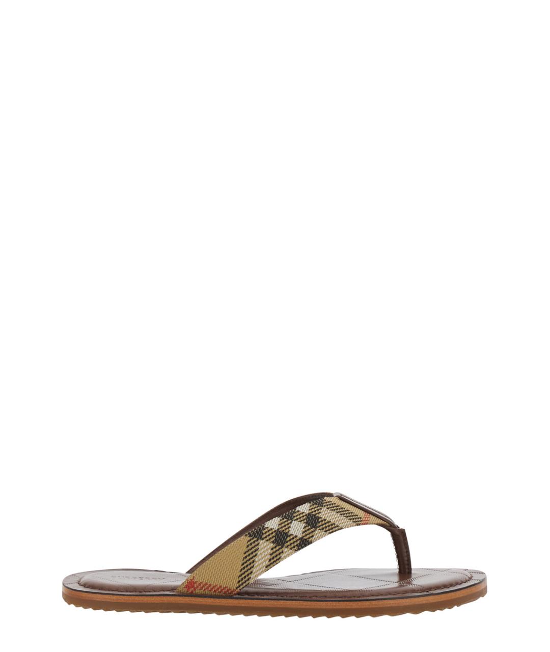 BURBERRY Бежевые синтетические шлепанцы, фото 1