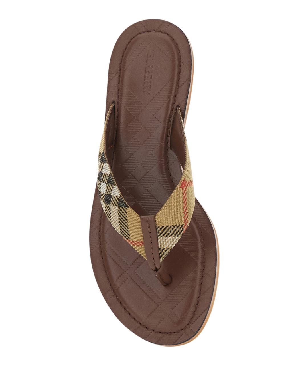 BURBERRY Бежевые синтетические шлепанцы, фото 4