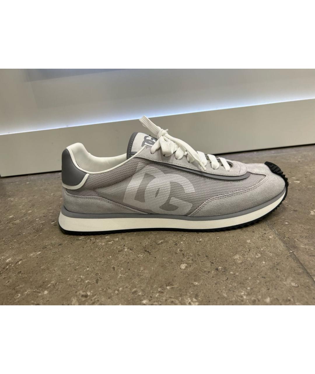 DOLCE&GABBANA Серые текстильные низкие кроссовки / кеды, фото 9