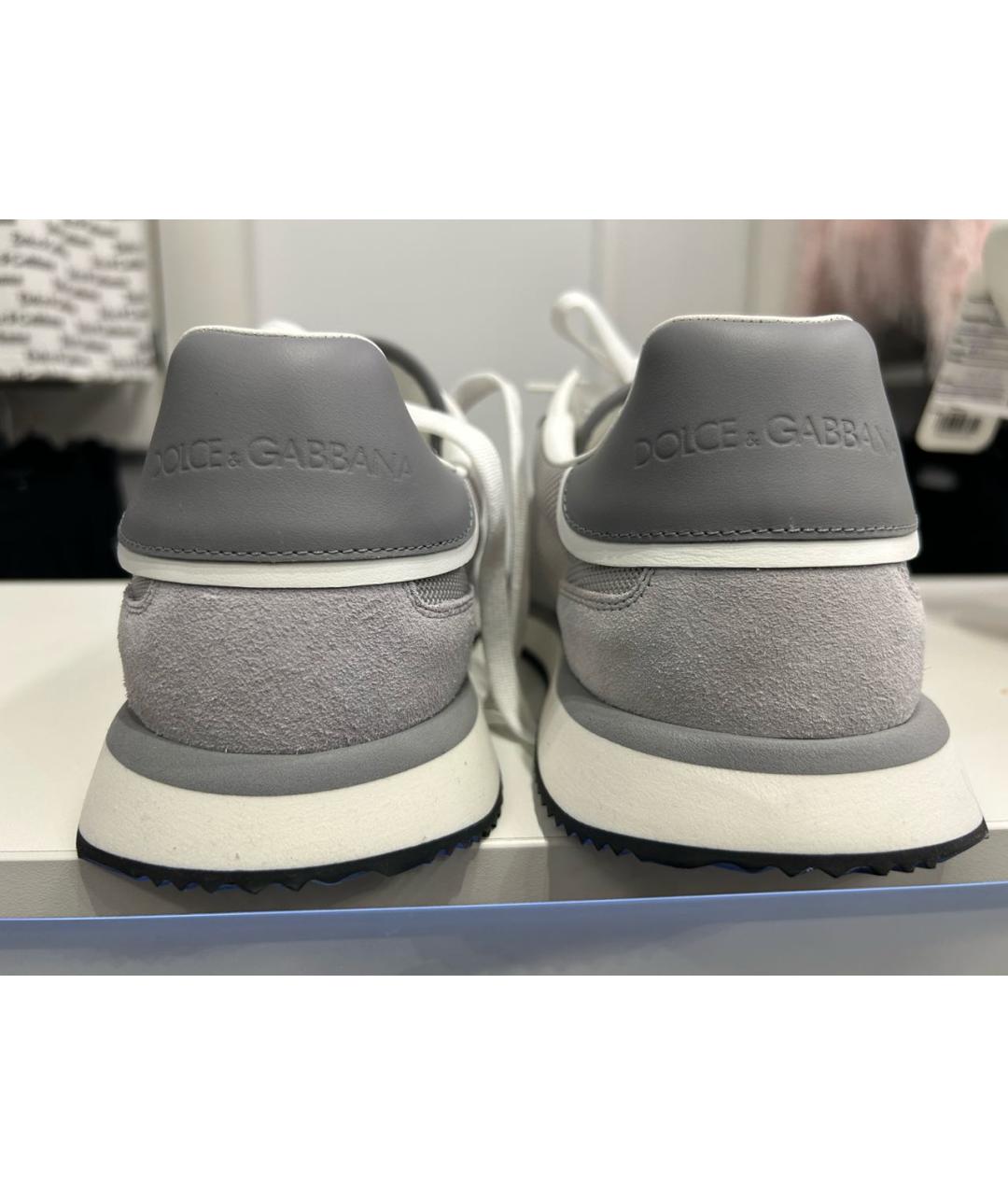 DOLCE&GABBANA Серые текстильные низкие кроссовки / кеды, фото 4
