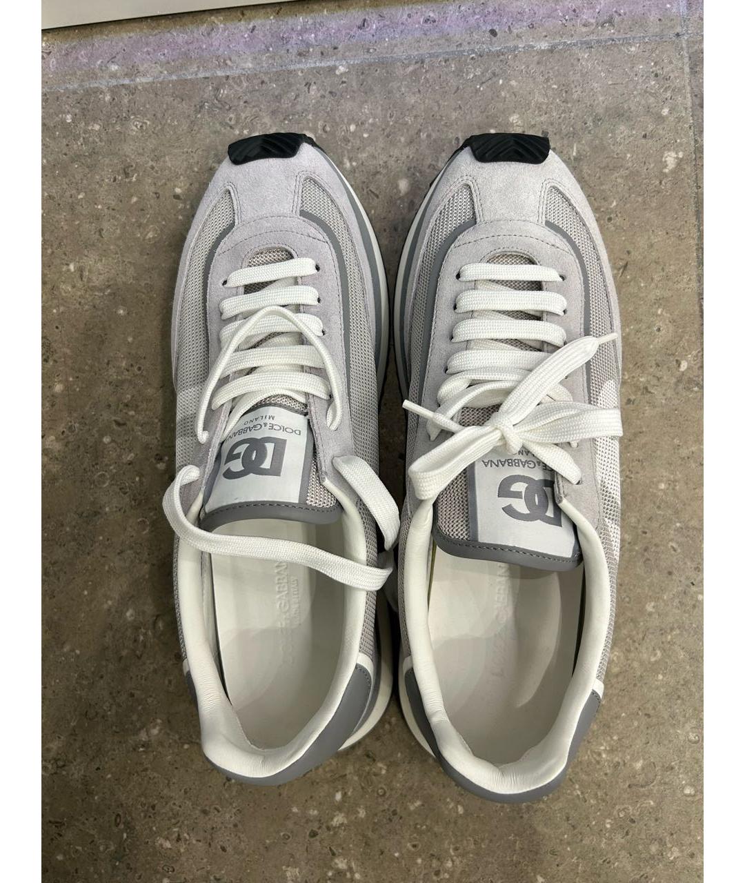 DOLCE&GABBANA Серые текстильные низкие кроссовки / кеды, фото 3