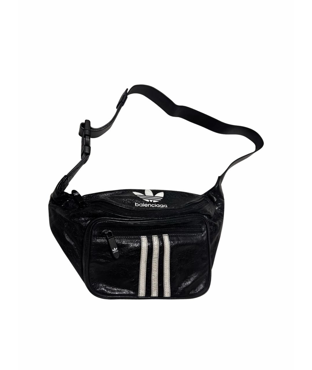 BALENCIAGA Черная кожаная поясная сумка, фото 1