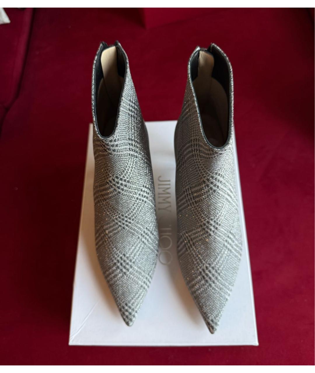 JIMMY CHOO Серебряные кожаные ботильоны, фото 3