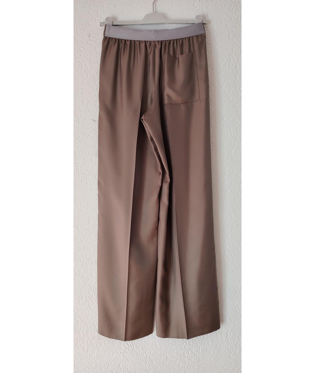 HERMES Хаки шелковые брюки широкие, фото 2