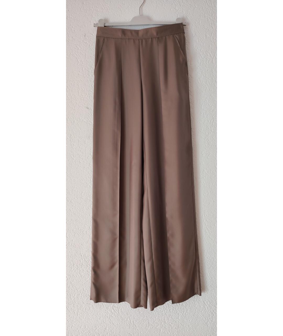 HERMES Хаки шелковые брюки широкие, фото 6