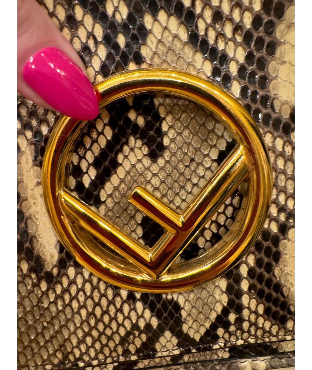 FENDI Серая сумка через плечо из экзотической кожи, фото 3