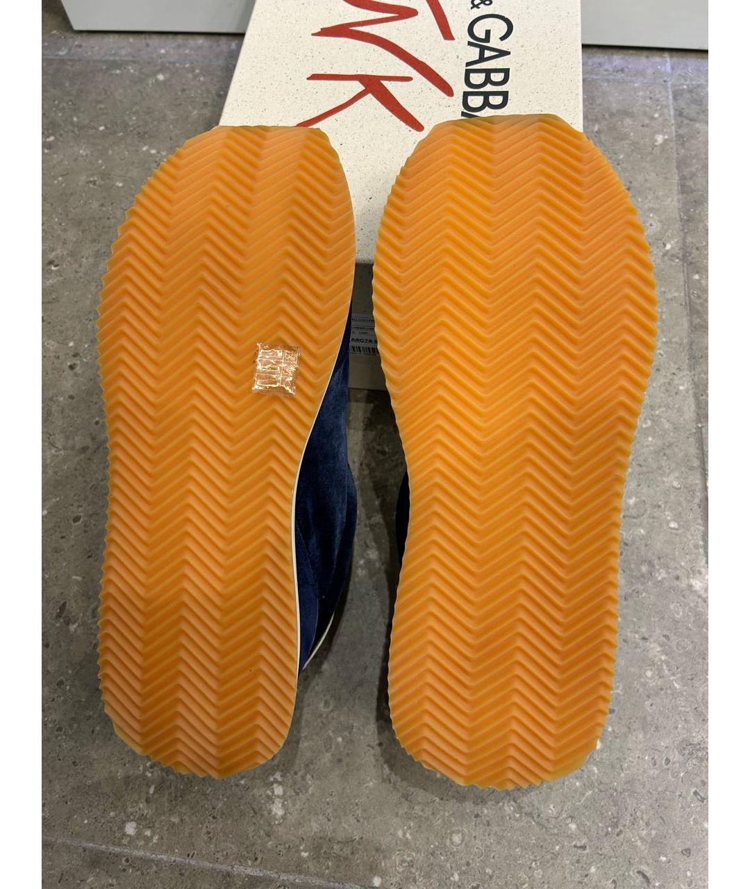 DOLCE&GABBANA Темно-синие бархатные низкие кроссовки / кеды, фото 6