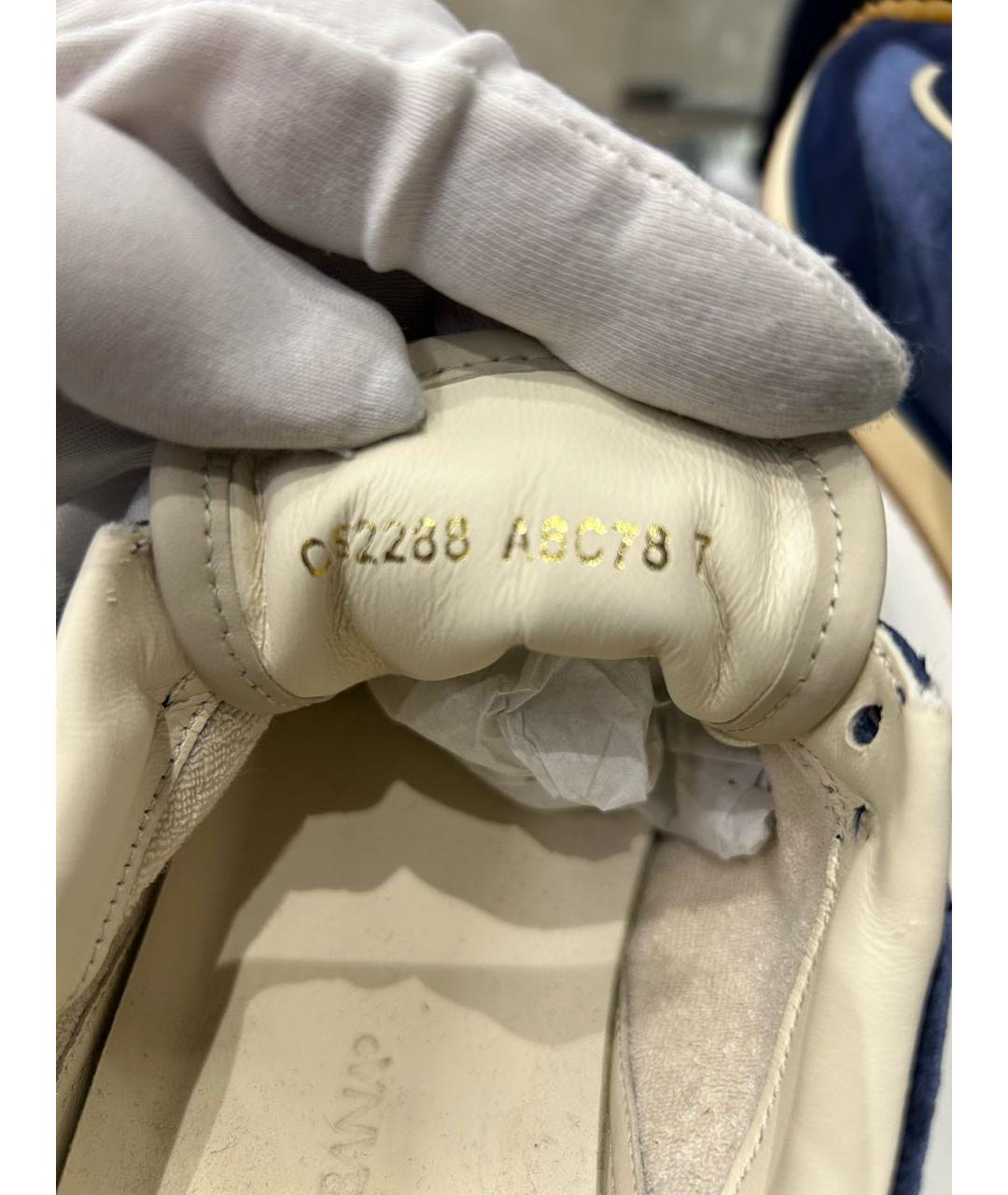 DOLCE&GABBANA Темно-синие бархатные низкие кроссовки / кеды, фото 5