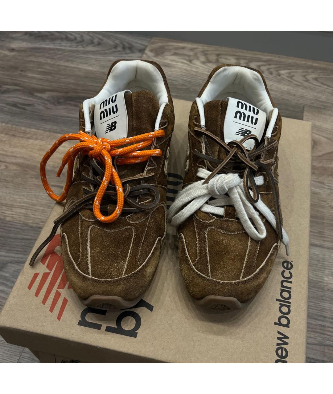 MIU MIU Коричневые замшевые кроссовки, фото 2
