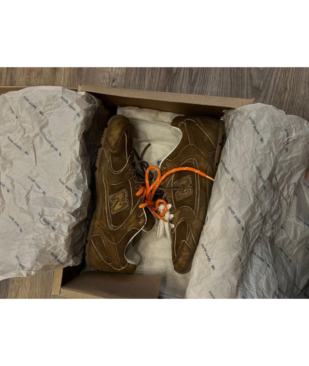 MIU MIU Коричневые замшевые кроссовки, фото 5