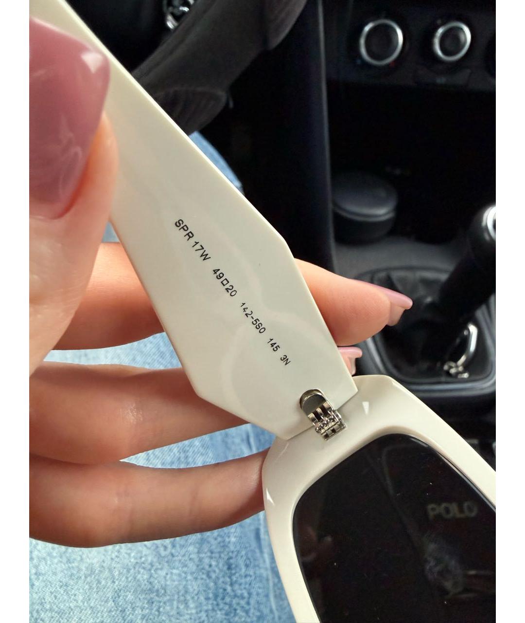 PRADA Белые пластиковые солнцезащитные очки, фото 9