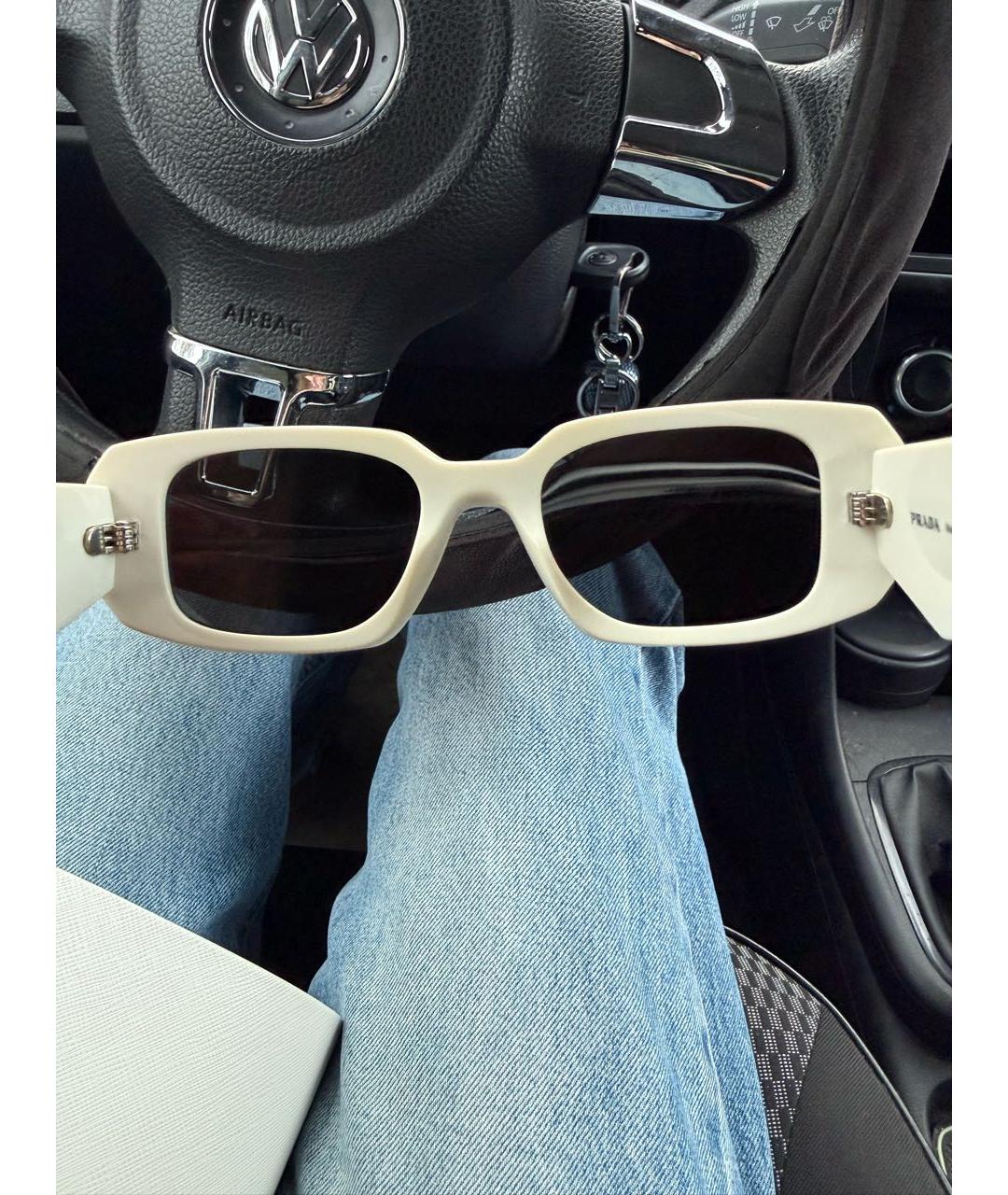 PRADA Белые пластиковые солнцезащитные очки, фото 8