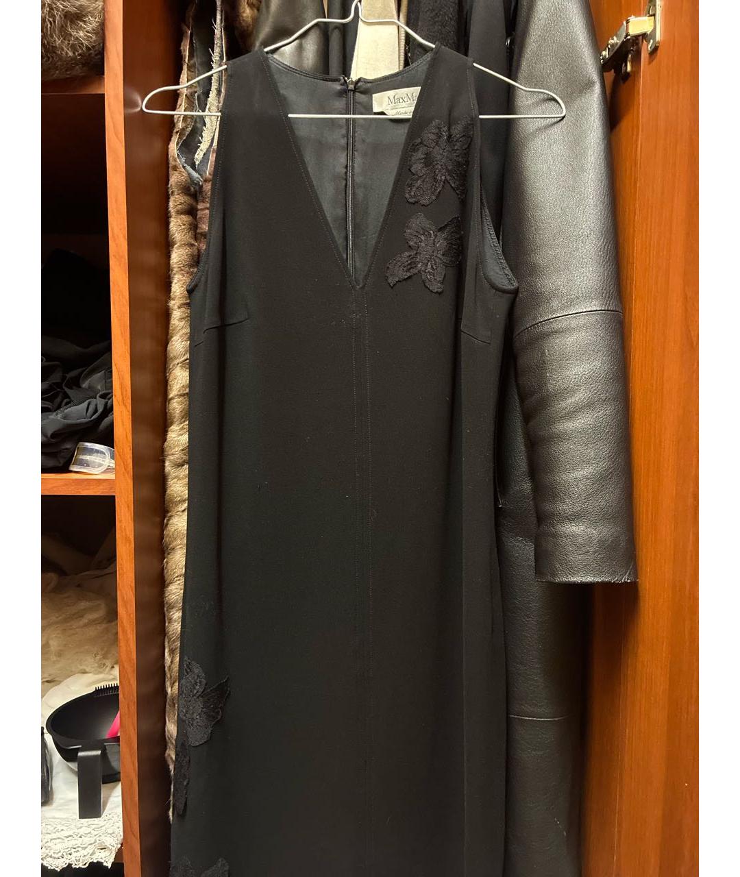MAX MARA Черное хлопко-эластановое повседневное платье, фото 6