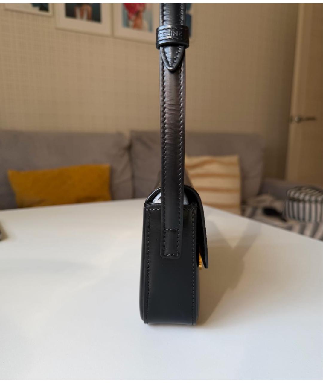 CELINE Черная кожаная сумка с короткими ручками, фото 2