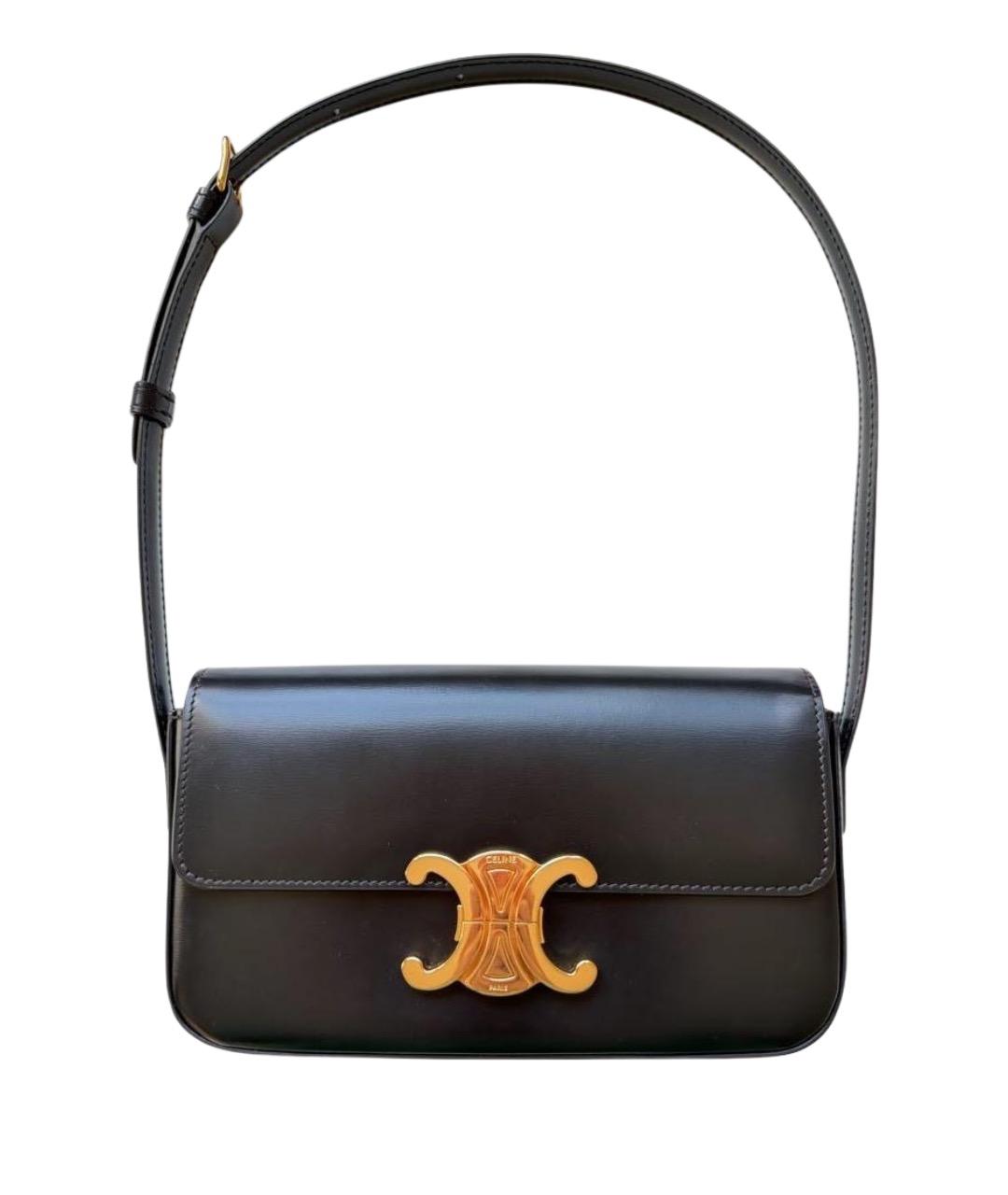 CELINE Черная кожаная сумка с короткими ручками, фото 10