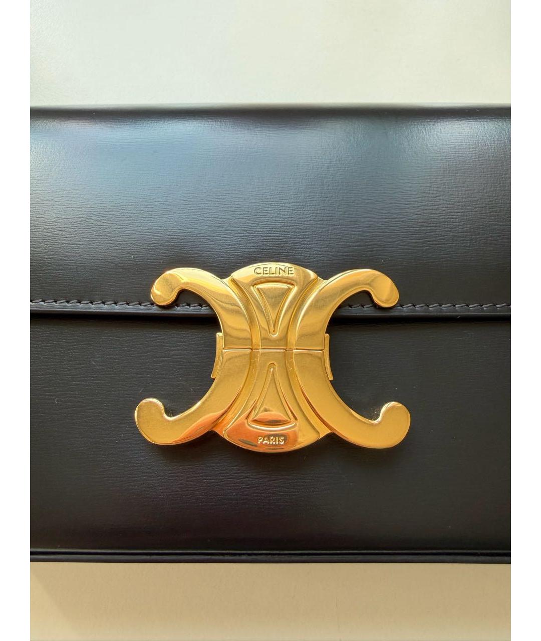 CELINE Черная кожаная сумка с короткими ручками, фото 7