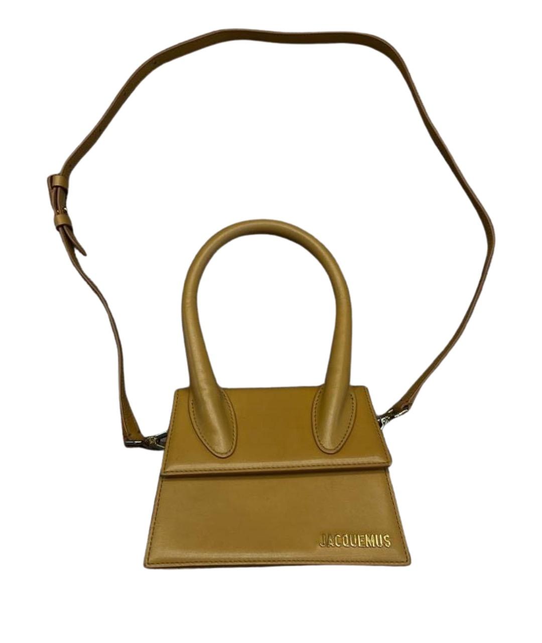 JACQUEMUS Горчичная кожаная сумка с короткими ручками, фото 1